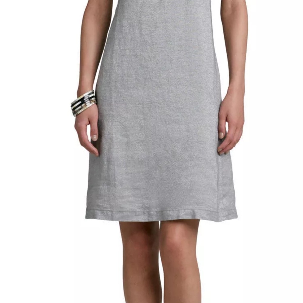 Eileen Fisher sparkly silver grey linen dress S - Picture 5 of 14